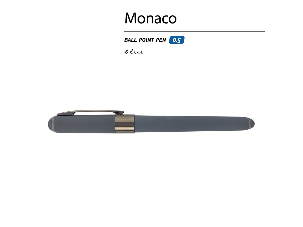 Ручка пластиковая шариковая «Monaco» софт-тач, графит, вороненая сталь — изображение 2