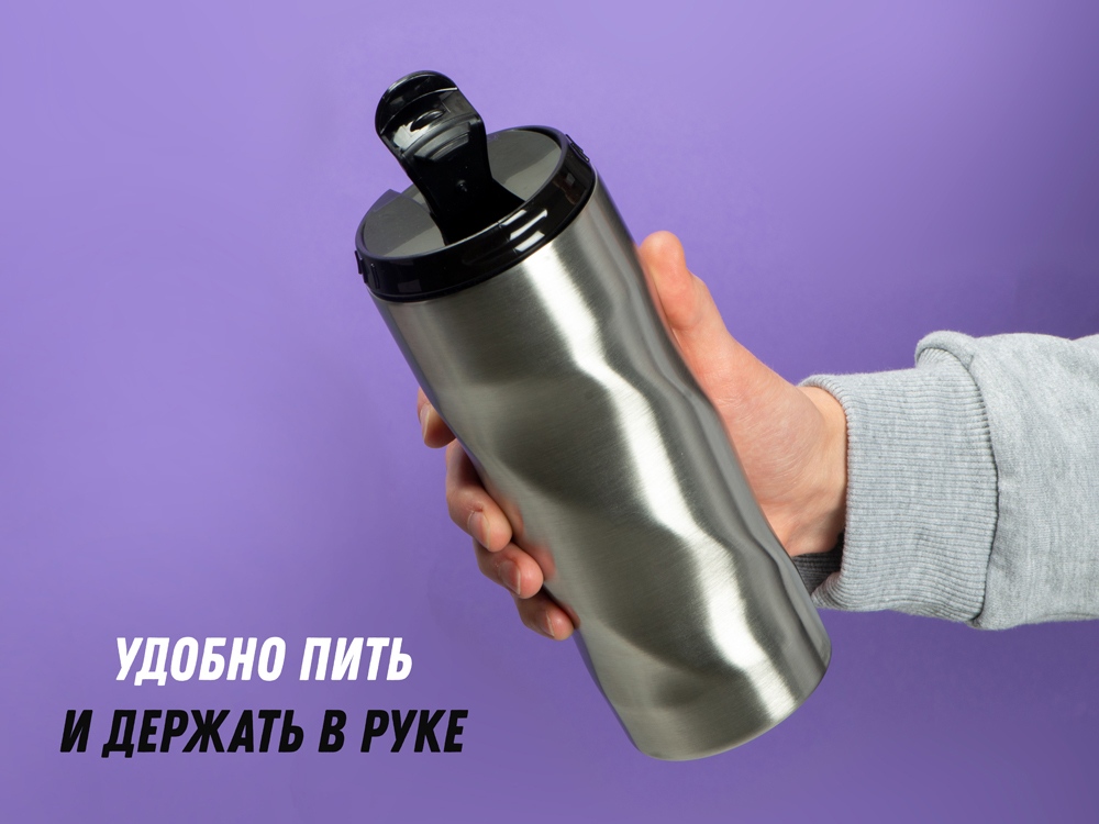 Термокружка «Гедж», серебристый/черный — изображение 7