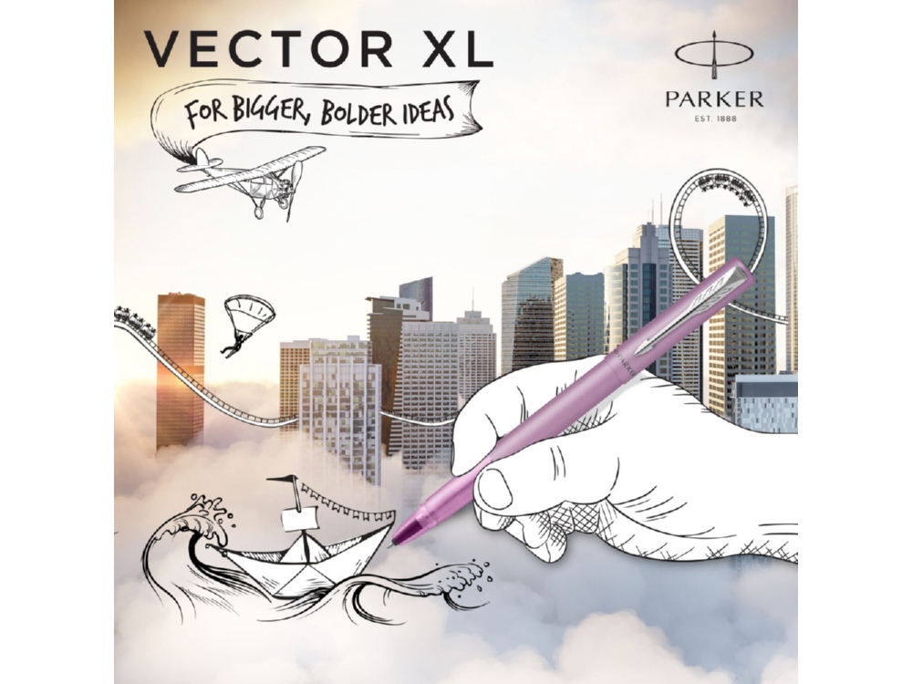 Ручка роллер Parker Vector, розовый, серебристый — изображение 17