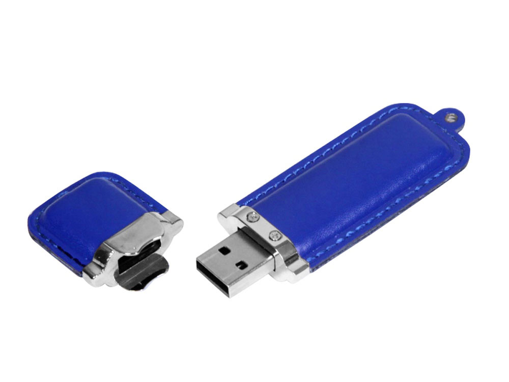 USB 2.0- флешка на 8 Гб классической прямоугольной формы, синий/серебристый — изображение 2