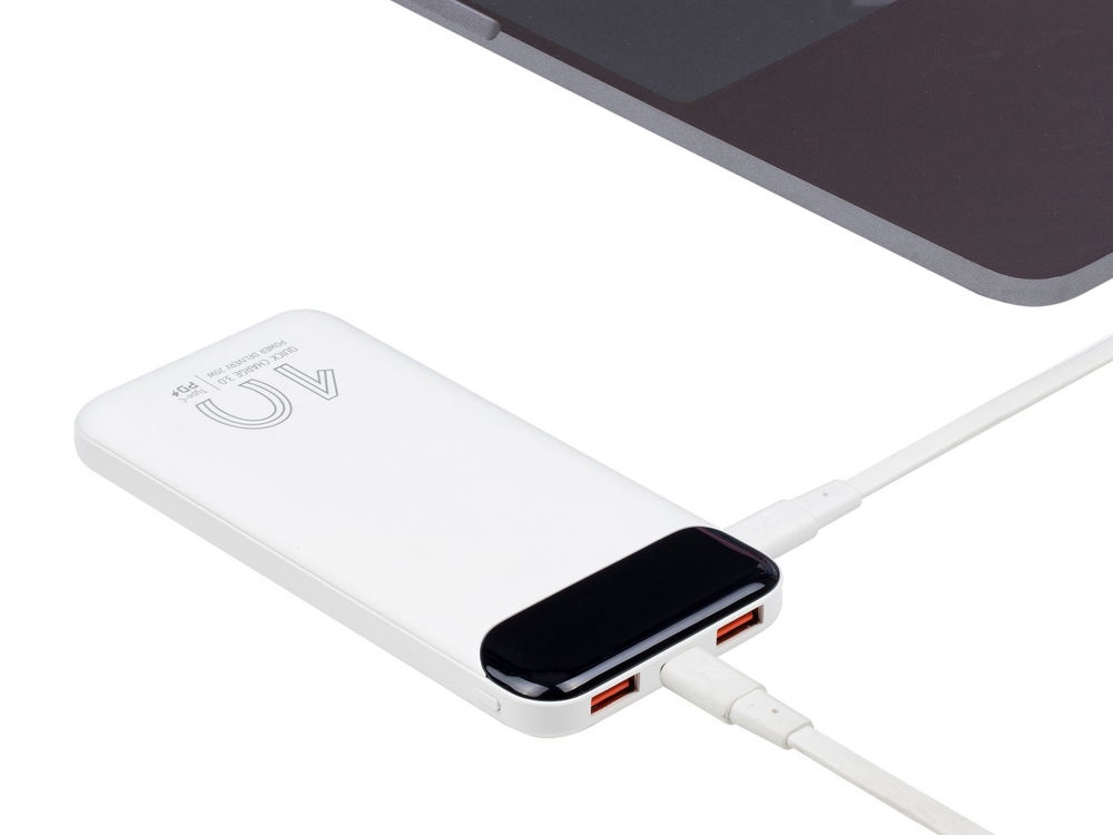 Внешний аккумулятор с дисплеем, 10000 mAh, белый — изображение 13