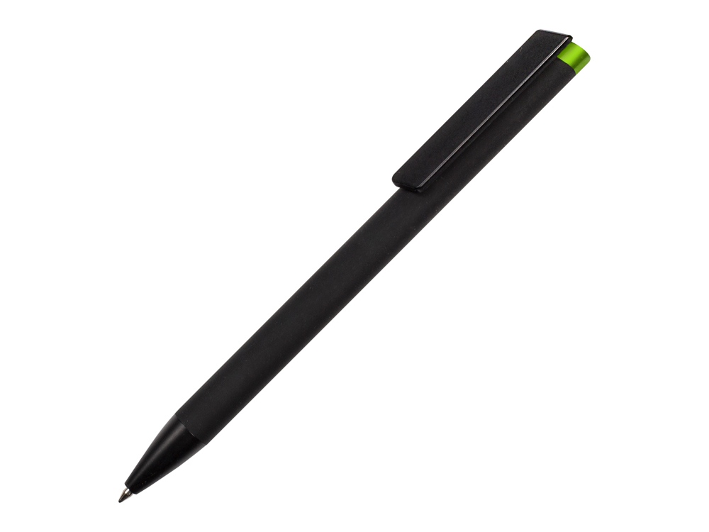 Ручка металлическая шариковая «Taper Metal» soft-touch, черный, зеленое яблоко — изображение 2