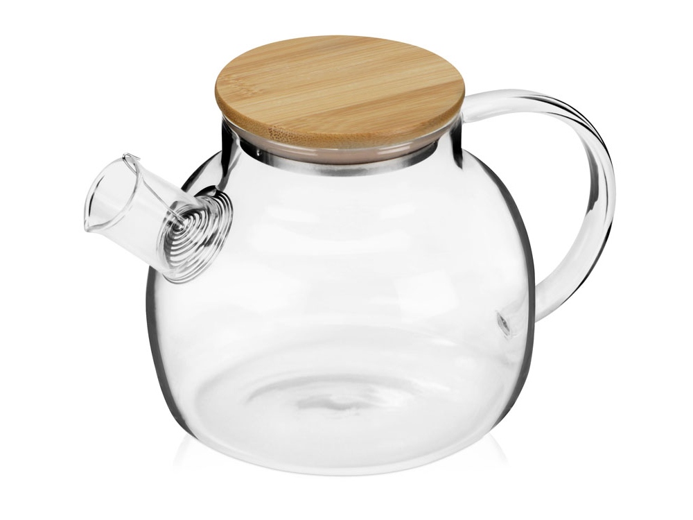 Заварочный чайник с бамбуковой крышкой «Sencha», прозрачный, коричневая крышка