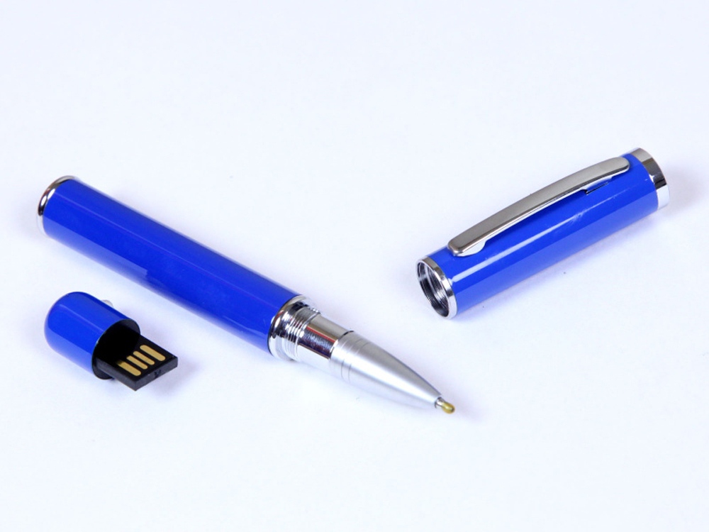 USB 2.0- флешка на 64 Гб в виде ручки с мини чипом, синий