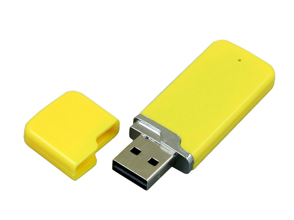 USB 2.0- флешка на 4 Гб с оригинальным колпачком, желтый — изображение 2