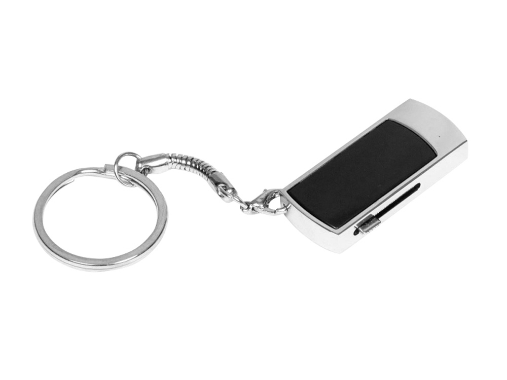 USB 2.0- флешка на 64 Гб с выдвижным механизмом и мини чипом, серебристый/черный
