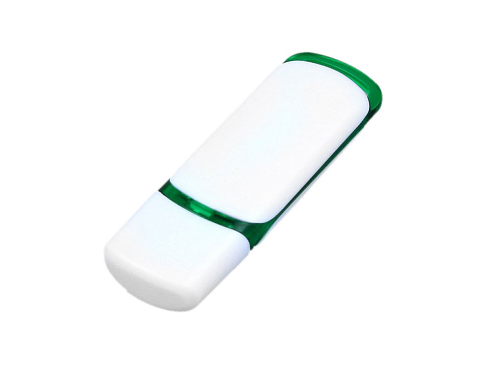 USB 2.0- флешка на 8 Гб с цветными вставками, белый/зеленый — изображение 3