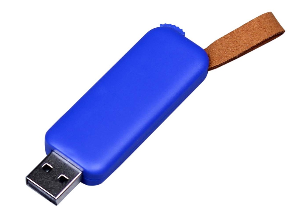 USB 2.0- флешка промо на 8 Гб прямоугольной формы, выдвижной механизм, синий