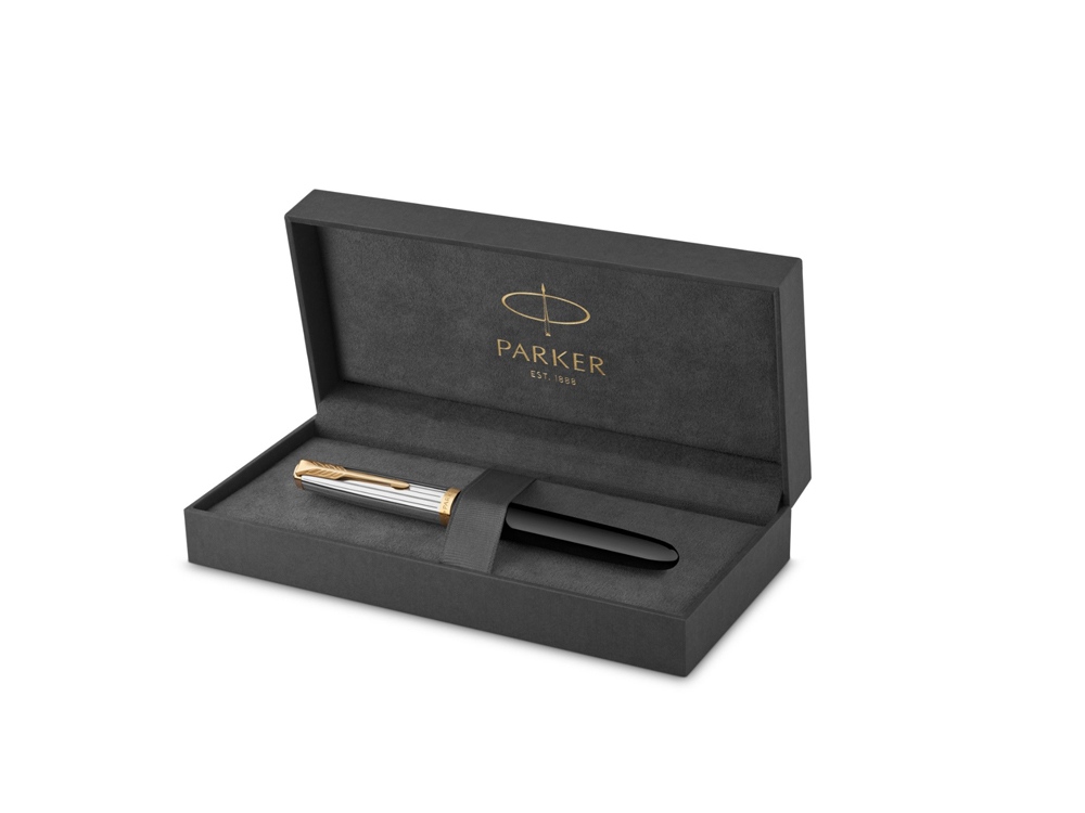 Ручка перьевая Parker 51 Premium, F/M, серебристый, черный, золотистый — изображение 6