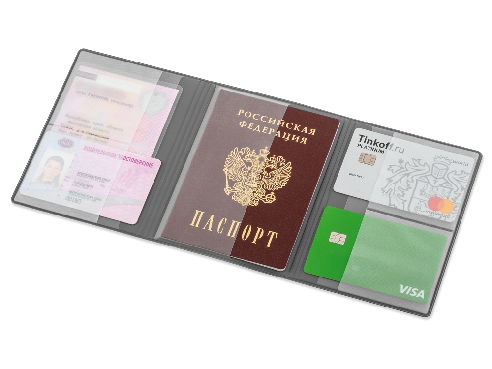 Обложка на магнитах для автодокументов и паспорта «Favor», темно-синий — изображение 2
