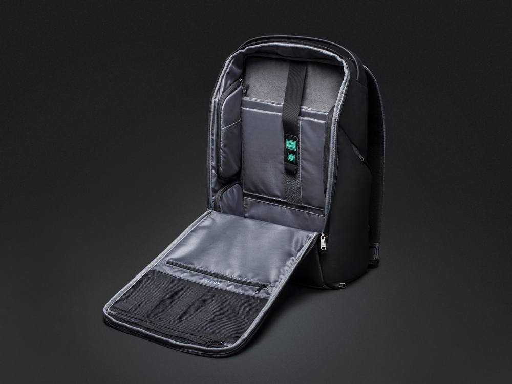 Водостойкий антикражный рюкзак FlexPackPro для ноутбука 15.6", серый/черный — изображение 7