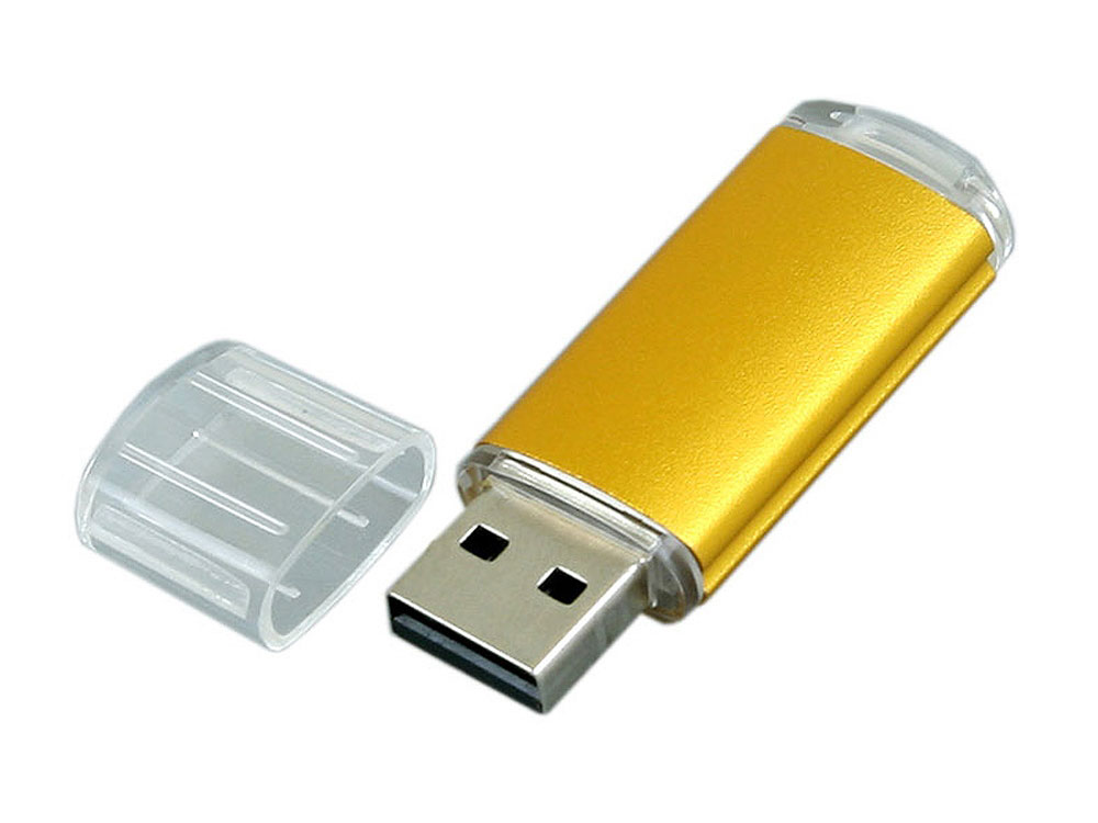 USB 2.0- флешка на 4 Гб с прозрачным колпачком, золотистый — изображение 2