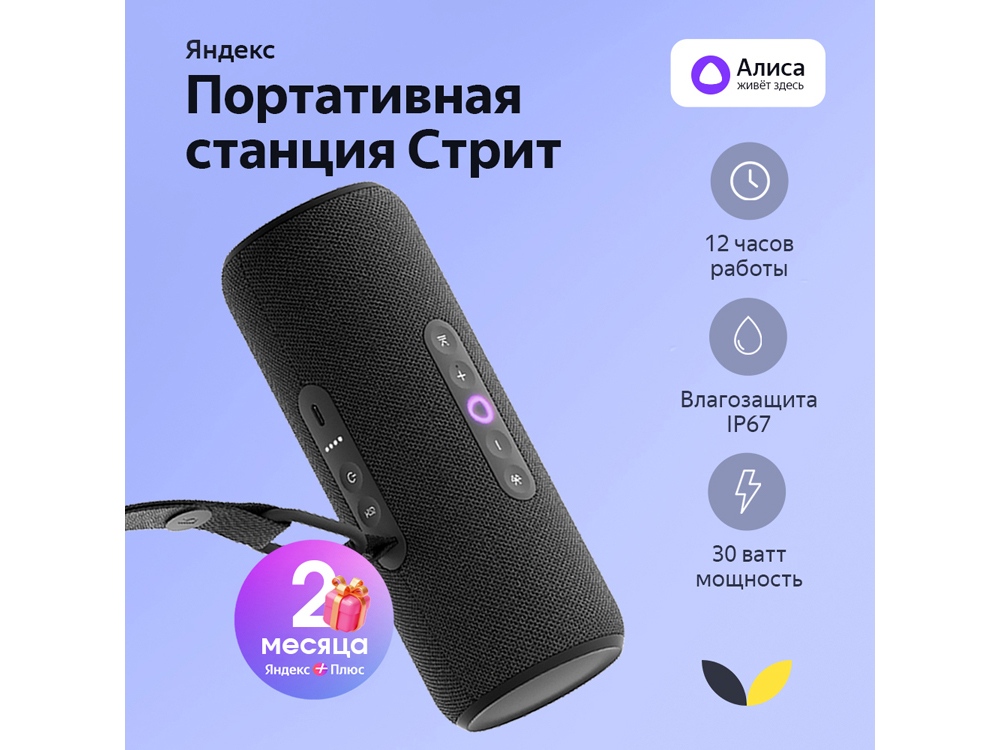 Умная колонка ЯНДЕКС Станция Стрит с Алисой, черный