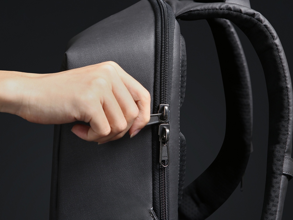 Водостойкий антикражный рюкзак Hipack для ноутбука 15.6", черный — изображение 14