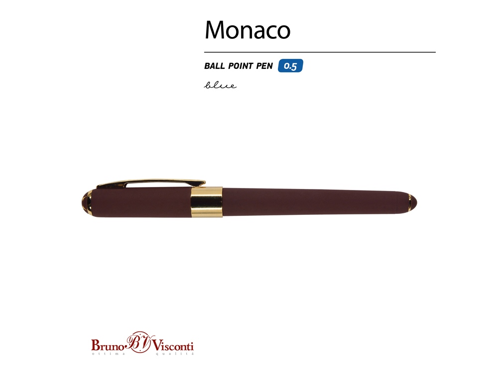 Ручка пластиковая шариковая «Monaco», коричневый/золотистый — изображение 2