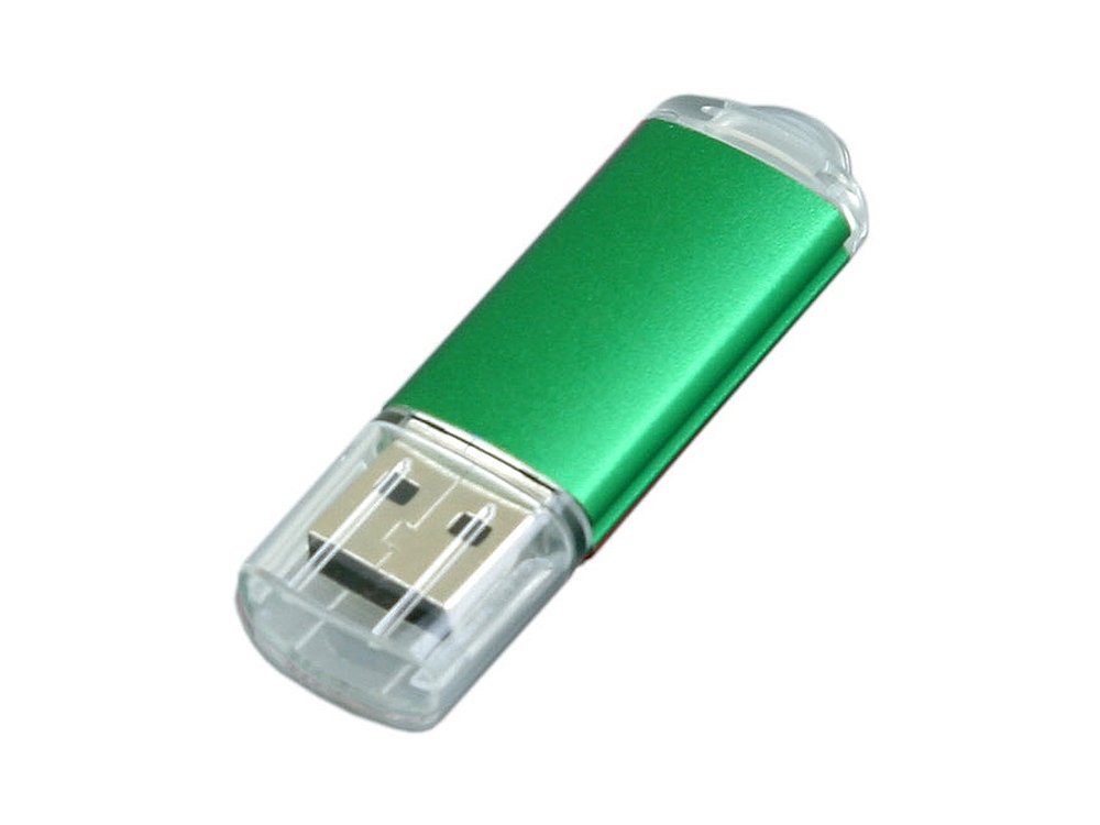 USB 2.0- флешка на 16 Гб с прозрачным колпачком, зеленый — изображение 3