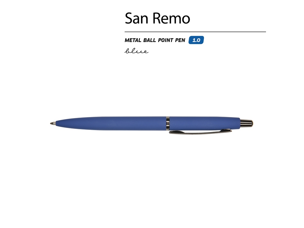 Ручка металлическая шариковая «San Remo», софт-тач, синий — изображение 2