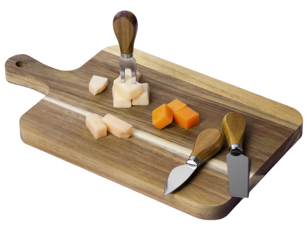 Набор для сыра из акации «Parmesan», коричневый, серебристый — изображение 2