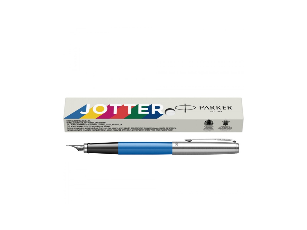 Ручка перьевая Parker Jotter Originals, F, серебристый, черный, синий — изображение 6