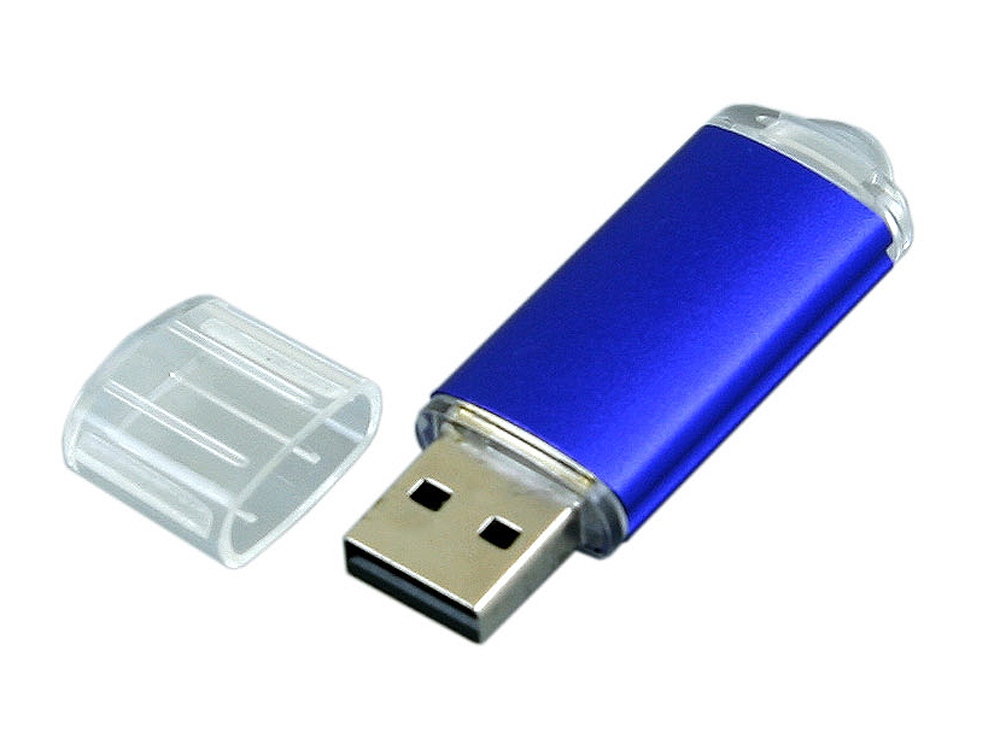 USB 2.0- флешка на 64 Гб с прозрачным колпачком, синий — изображение 2