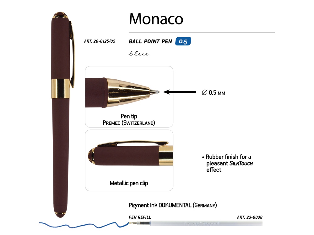 Ручка пластиковая шариковая «Monaco», коричневый/золотистый — изображение 3
