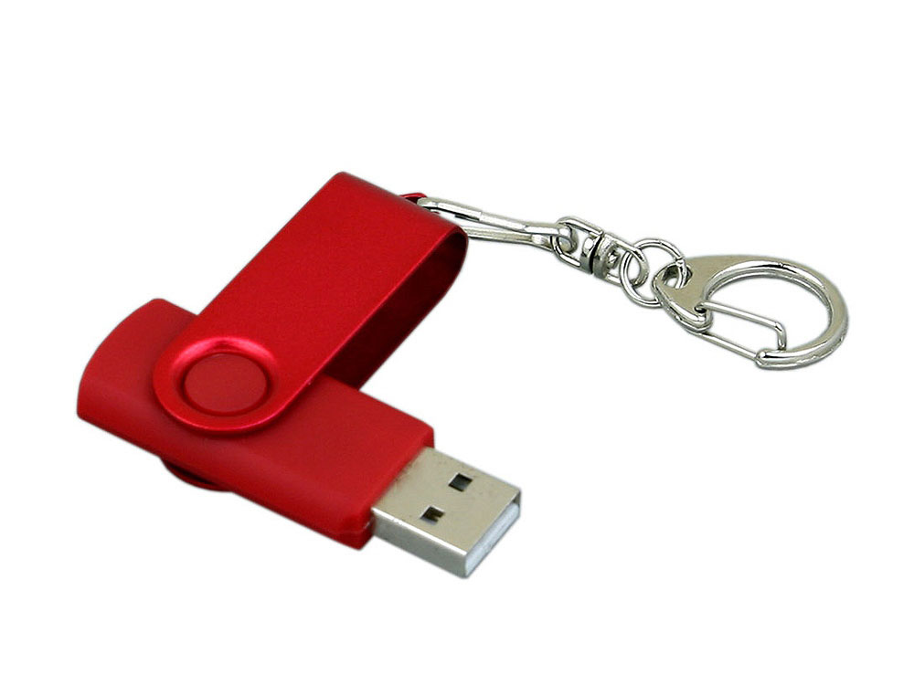 USB 2.0- флешка промо на 4 Гб с поворотным механизмом и однотонным металлическим клипом, красный — изображение 3