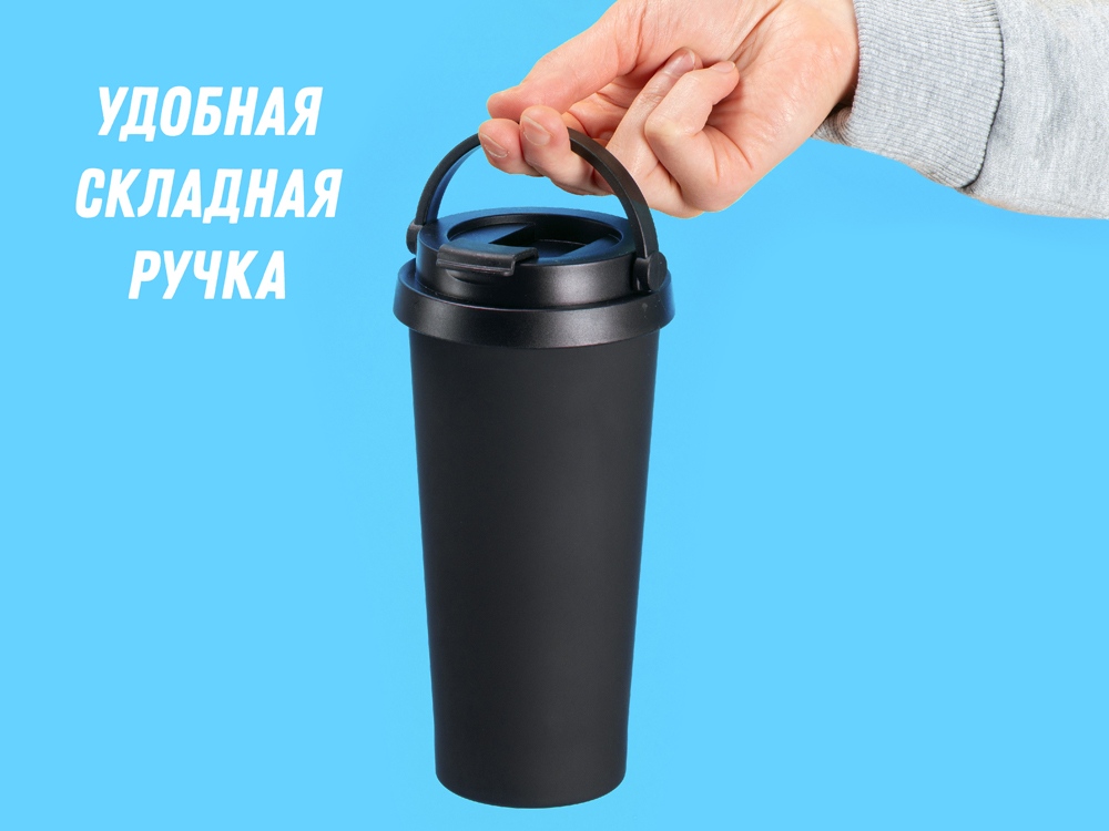Вакуумная термокружка «Grant», soft-touch, черный — изображение 13