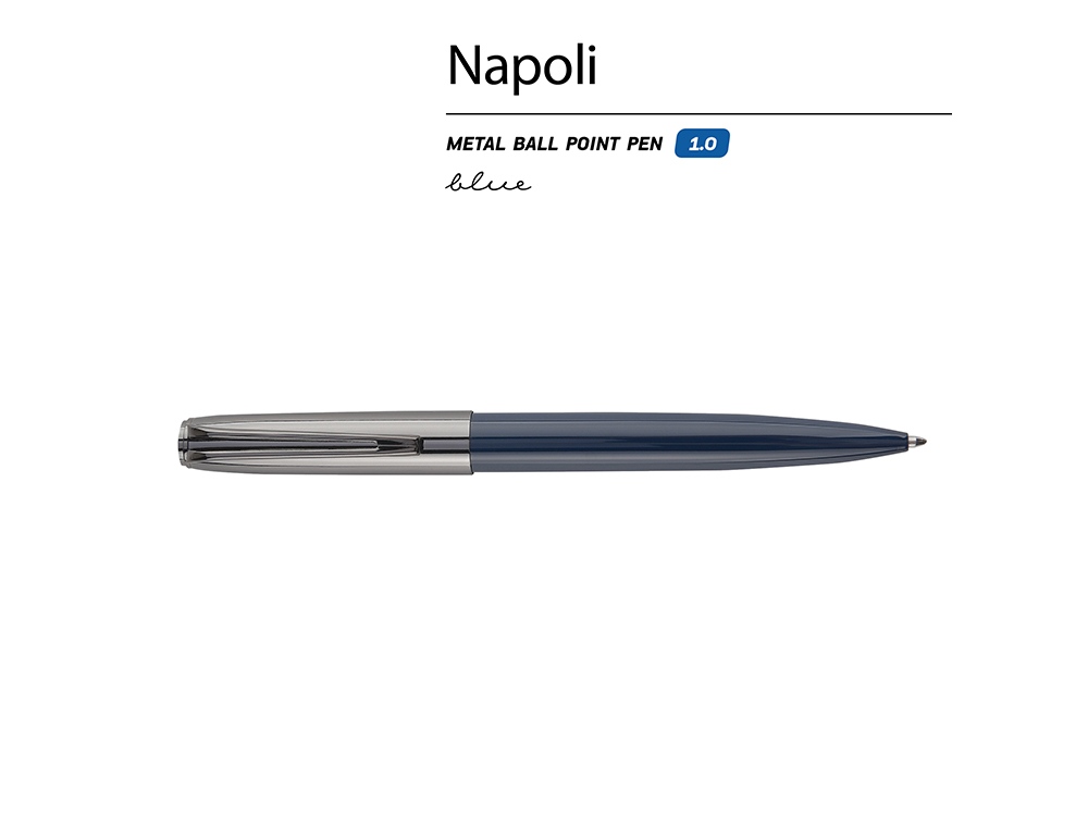 Ручка металлическая шариковая «Napoli», синий, вороненая сталь — изображение 2