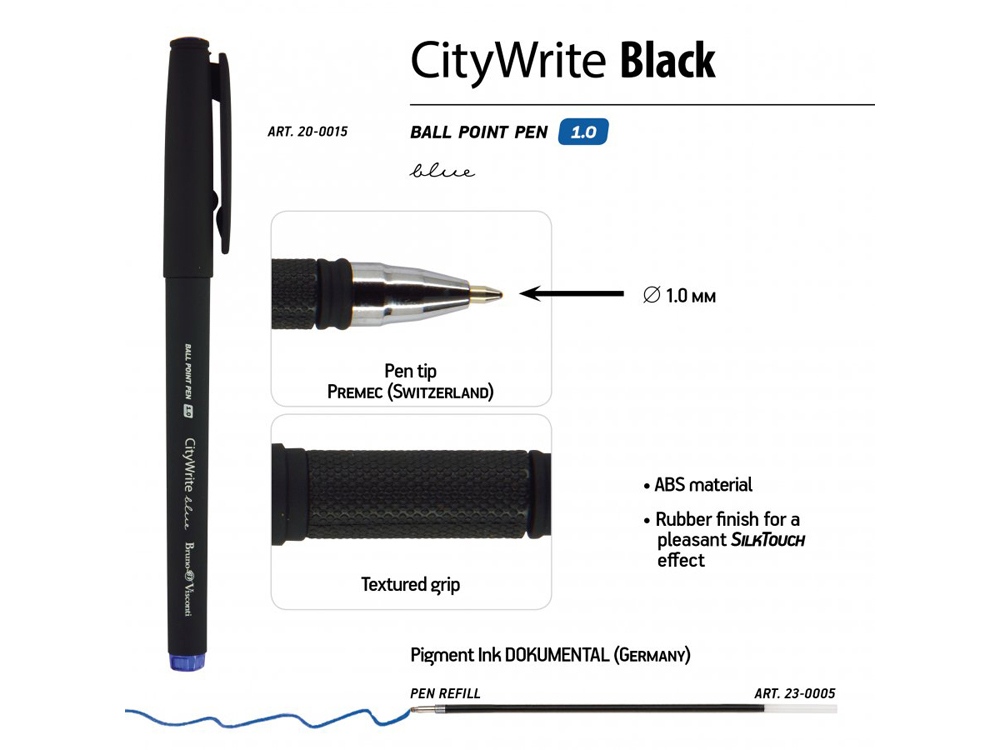 Ручка пластиковая шариковая «CityWrite Black», черный — изображение 3