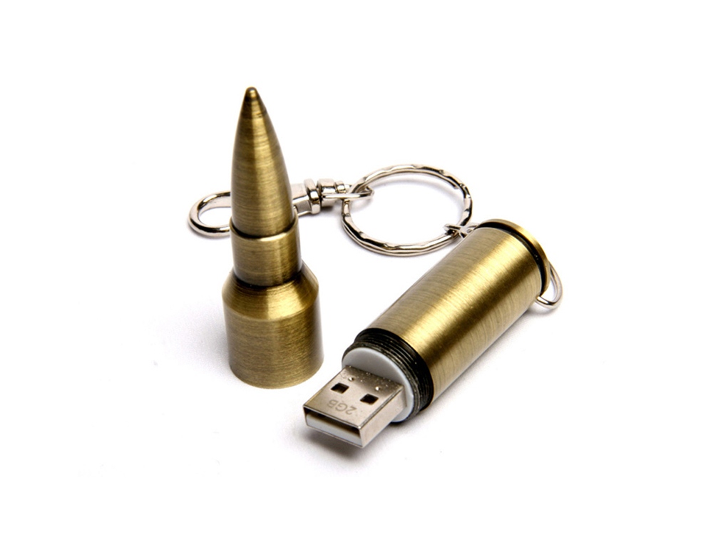 USB 2.0- флешка на 64 Гб в виде патрона от АК-47, бронзовый — изображение 2