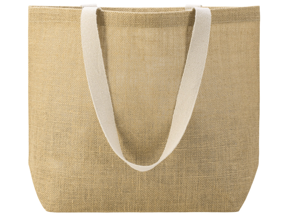 Сумка Jute джутовая с широким дном и карманом, натуральный — изображение 7