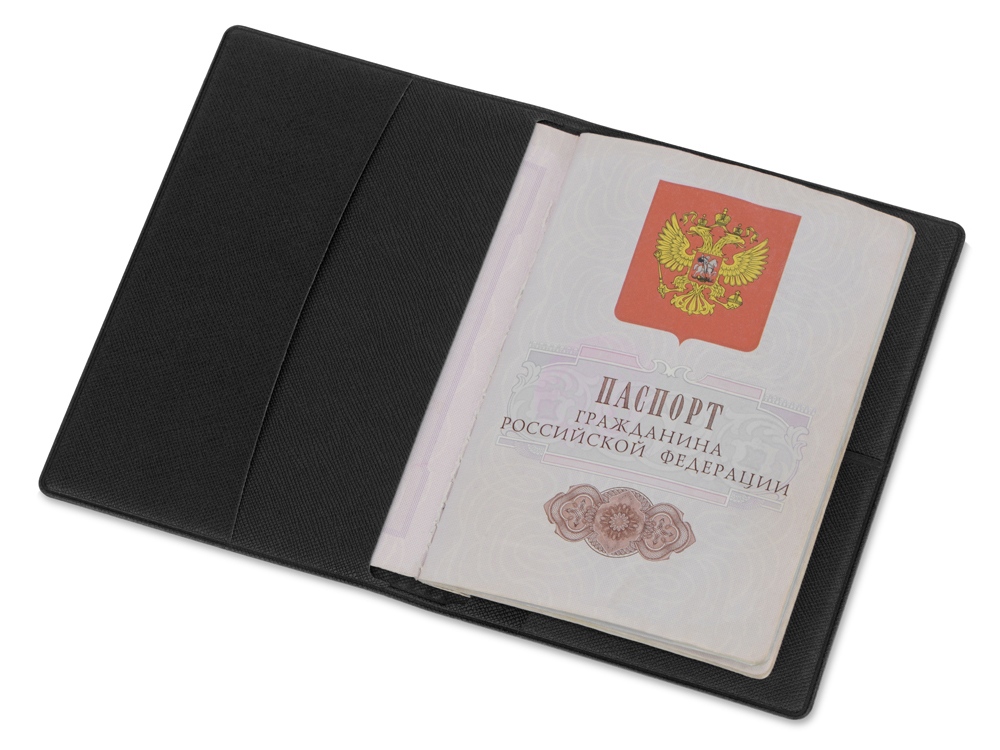 Обложка для паспорта с RFID защитой отделений для пластиковых карт «Favor», черный — изображение 2