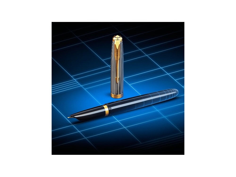 Ручка перьевая Parker 51 Premium, F/M, серебристый, черный, золотистый — изображение 8