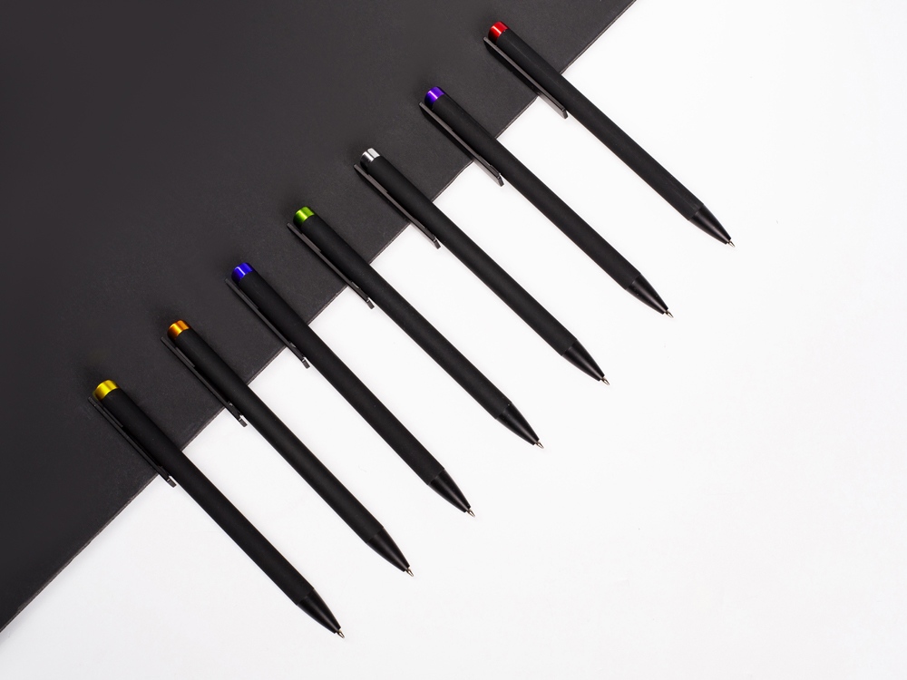 Ручка металлическая шариковая «Taper Metal» soft-touch, черный, фиолетовый — изображение 5