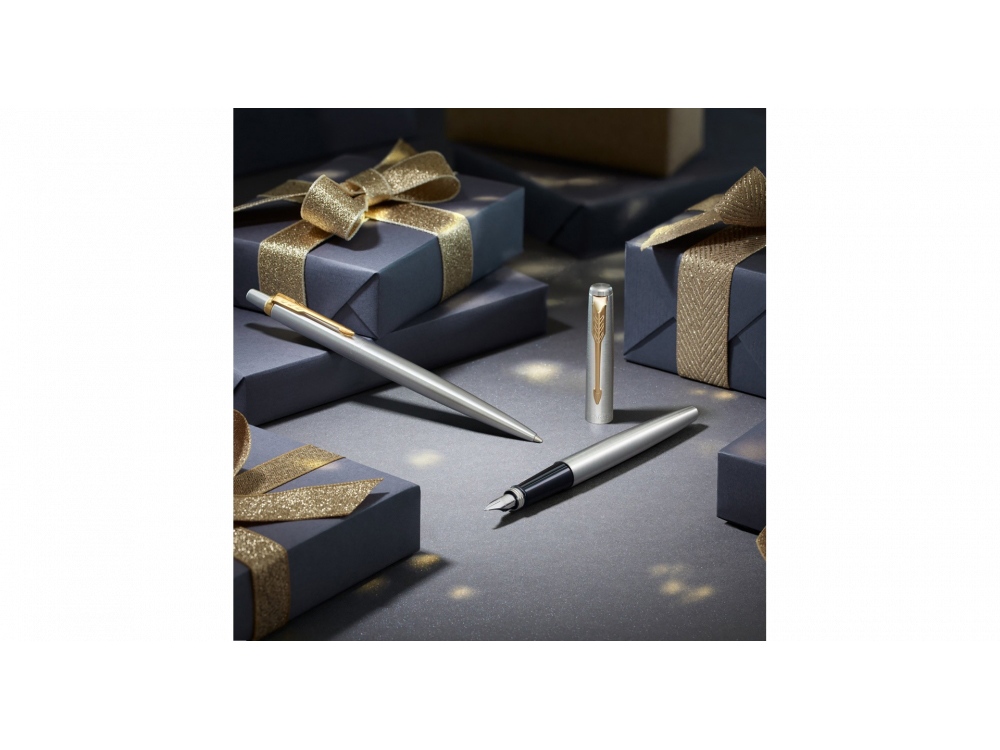 Ручка перьевая Parker Jotter Stainless, M, серебристый, черный — изображение 7
