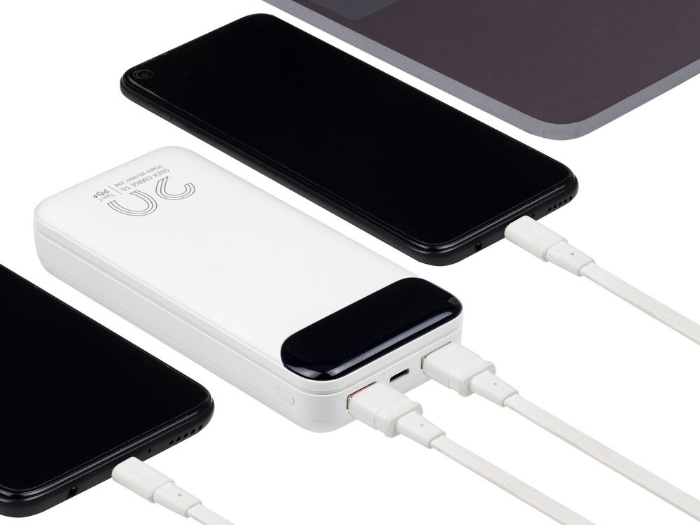 Внешний аккумулятор с дисплеем, 20000 mAh, белый — изображение 13