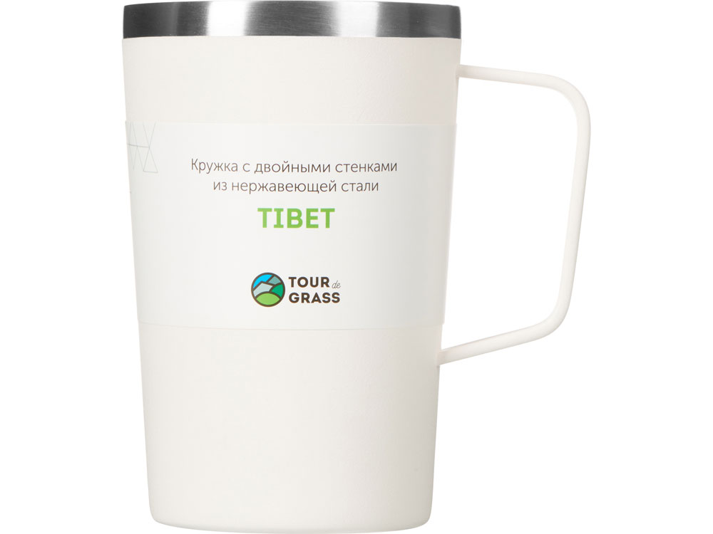 Стальная кружка с двойными стенками и порошковым покрытием «Tibet», белый — изображение 4