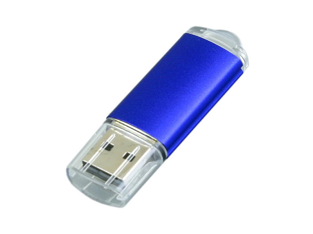 USB 2.0- флешка на 16 Гб с прозрачным колпачком, синий — изображение 3