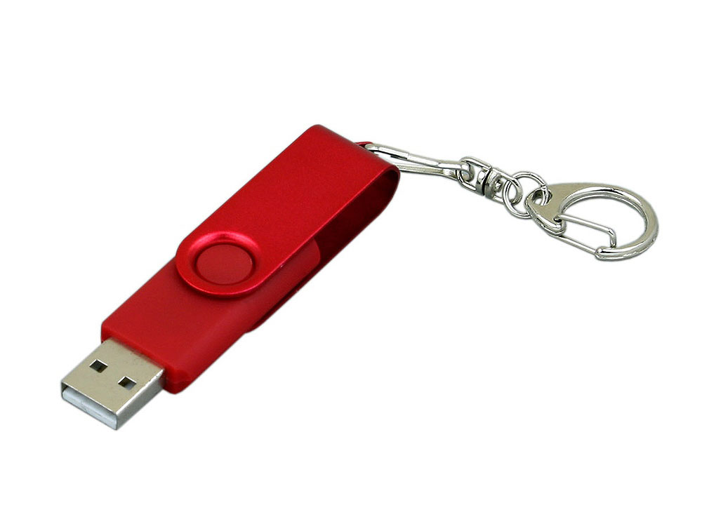 USB 2.0- флешка промо на 4 Гб с поворотным механизмом и однотонным металлическим клипом, красный — изображение 2