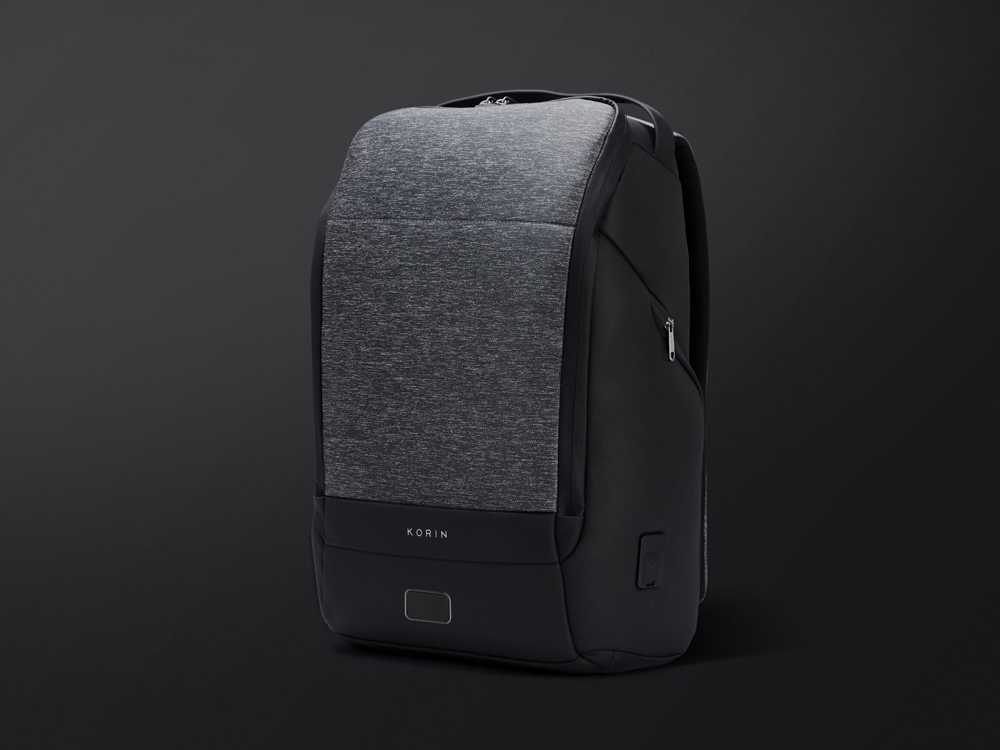 Водостойкий антикражный рюкзак FlexPackPro для ноутбука 15.6", серый/черный — изображение 5