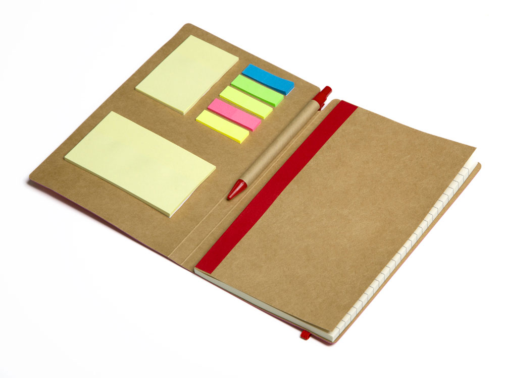 Блокнот А5 «Write and stick» с ручкой и набором стикеров, красный — изображение 2