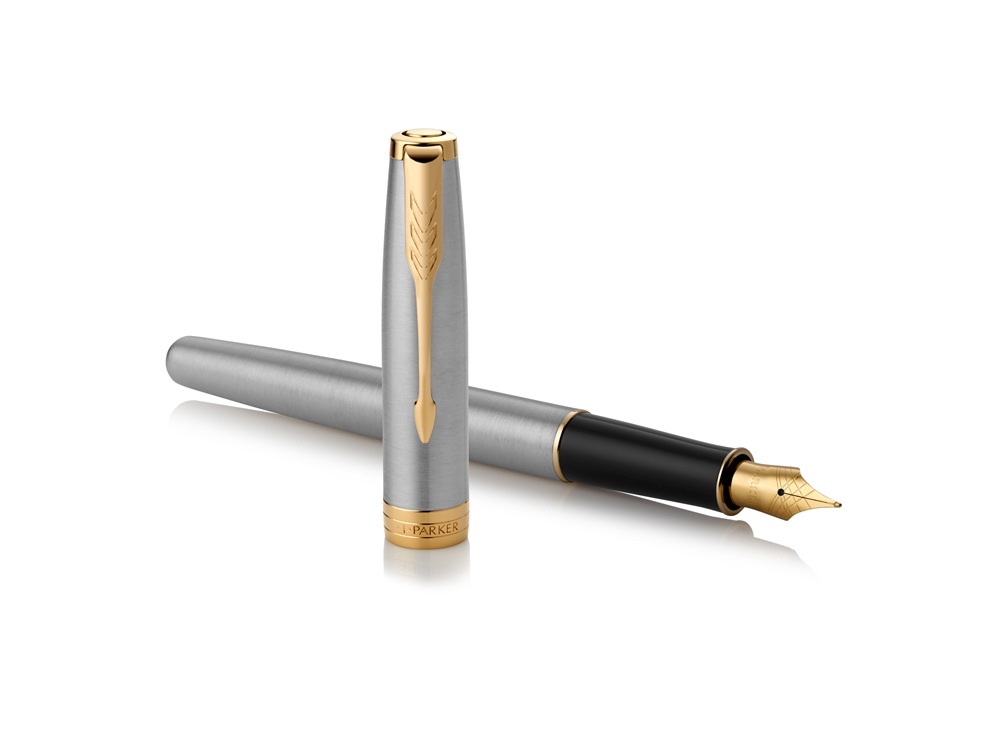 Ручка перьевая Parker «Sonnet Core Stainless Steel GT», серебристый/золотистый — изображение 4