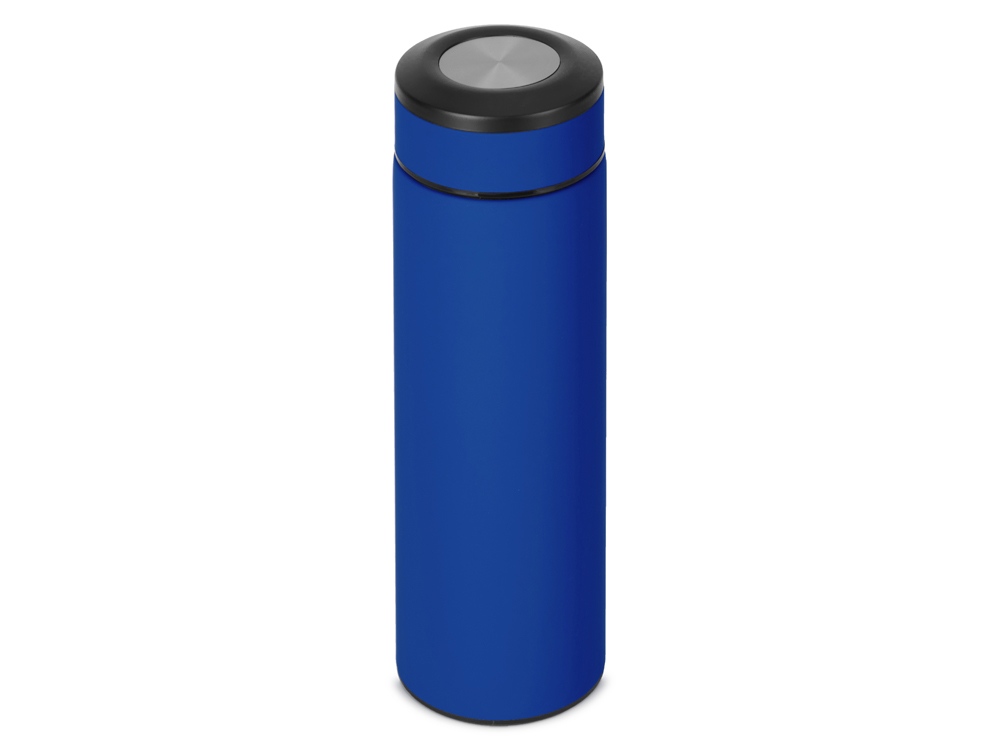 Вакуумный термос "Vacuum Flask C1", soft touch, 420мл, синий/серебристый
