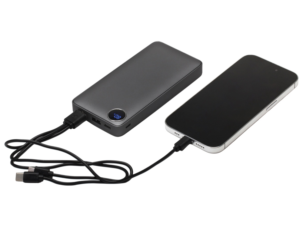 Внешний аккумулятор «Mild», металлик soft-touch, 10 000 mAh, серый — изображение 2
