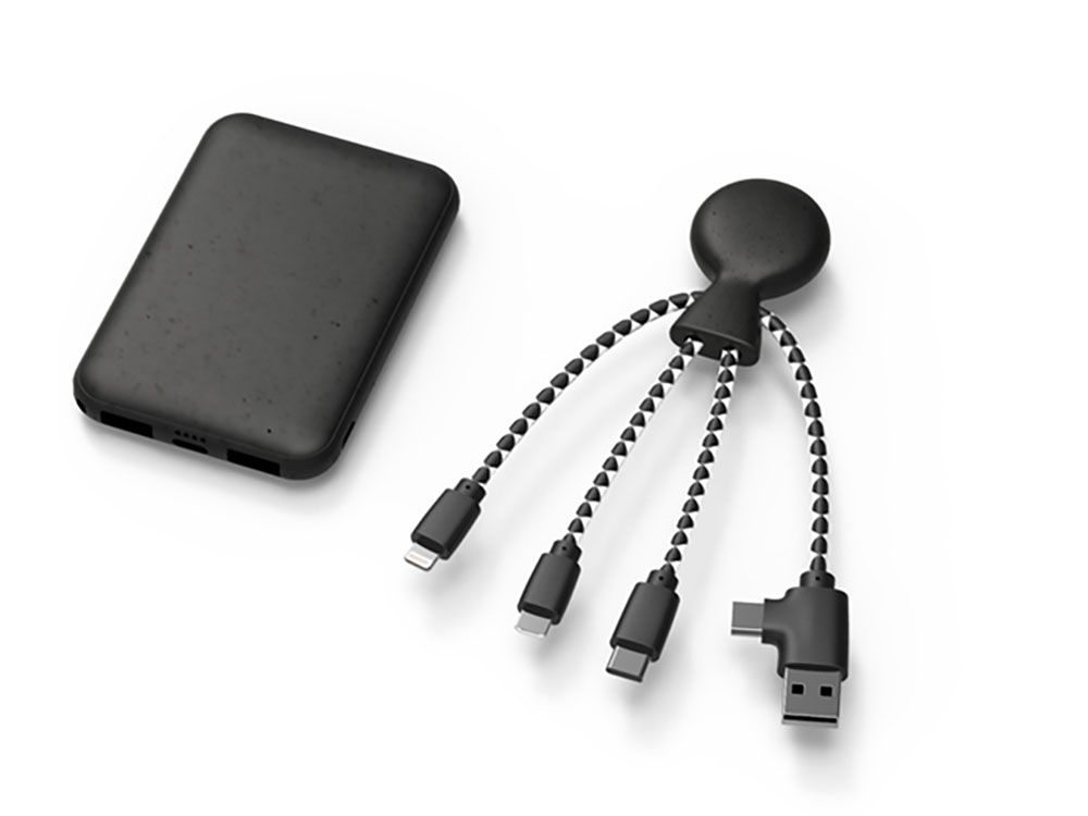 Внешний аккумулятор «BioPack» c кабелем «Mr. Bio», 5000 mAh, черный — изображение 2