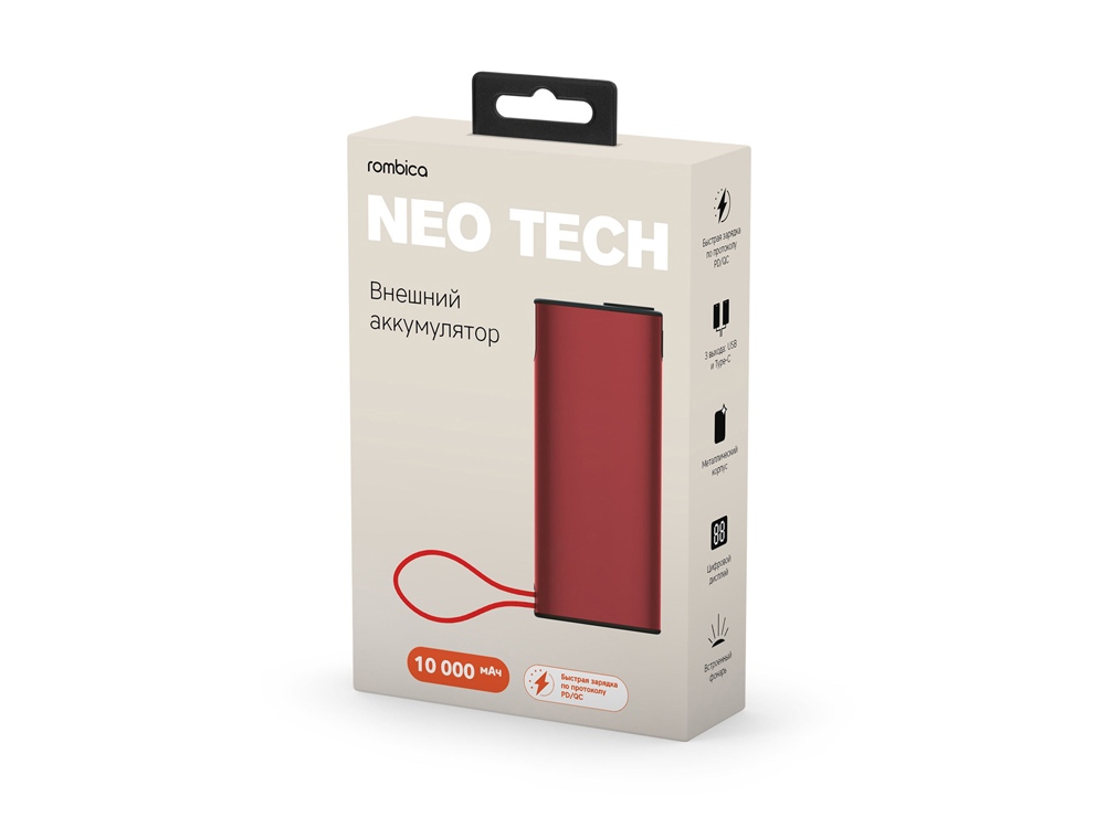 Внешний аккумулятор «NEO Tech», 10000 mAh, красный — изображение 4