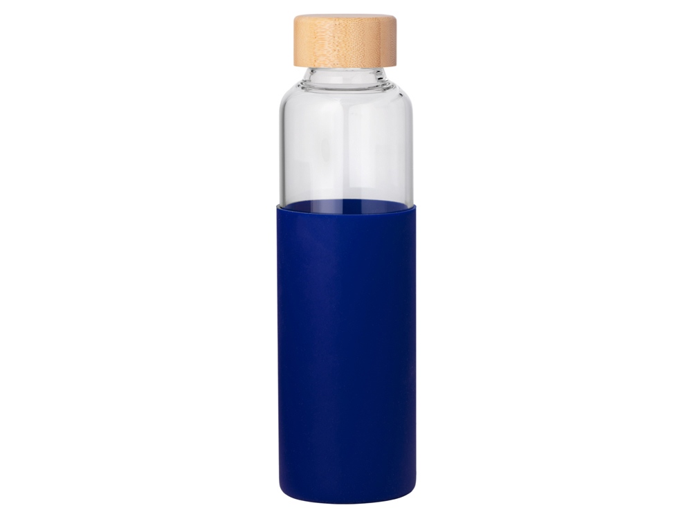Стеклянная бутылка для воды в силиконовом чехле «Refine», темно-синий — изображение 3