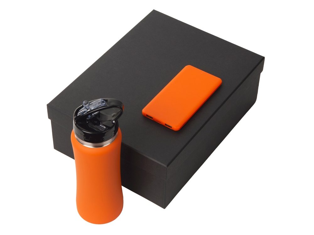 Подарочный набор «COLOR IT» с бутылкой для воды и повербанком, 5000 mAh, оранжевый — изображение 2