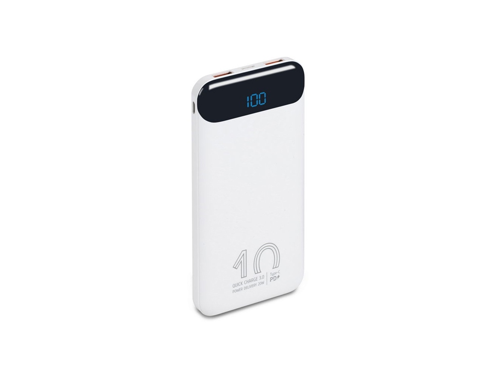 Внешний аккумулятор с дисплеем, 10000 mAh, белый — изображение 2