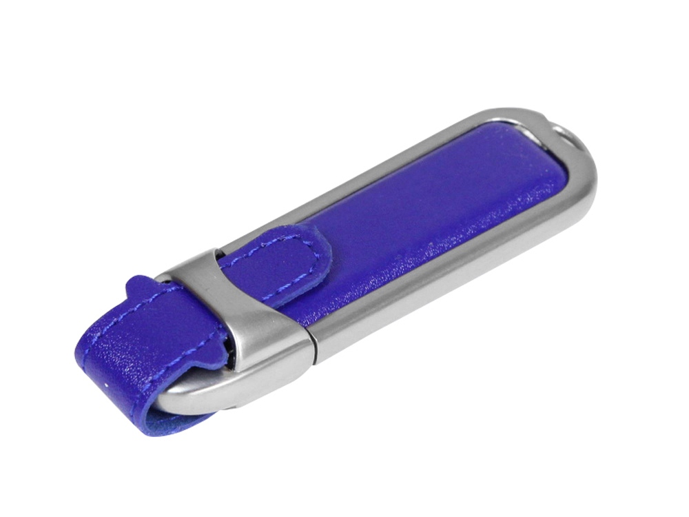 USB 2.0- флешка на 32 Гб с массивным классическим корпусом, синий/серебристый